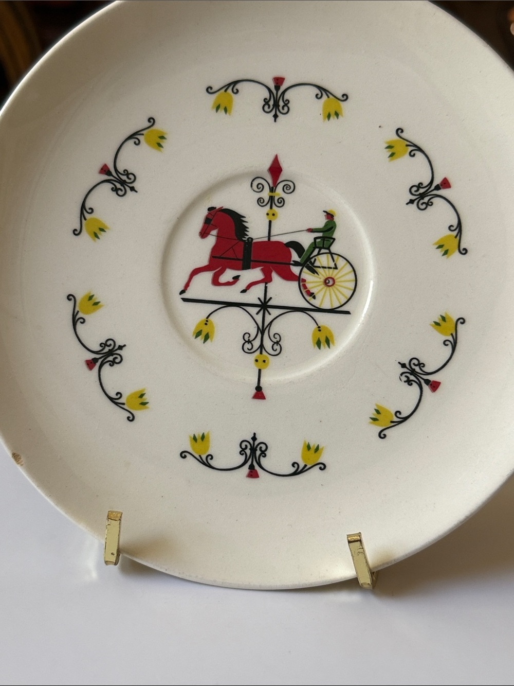 Mid century Crooksville Trotter pattern tea cup & saucer set for display - Picture 4 of 10